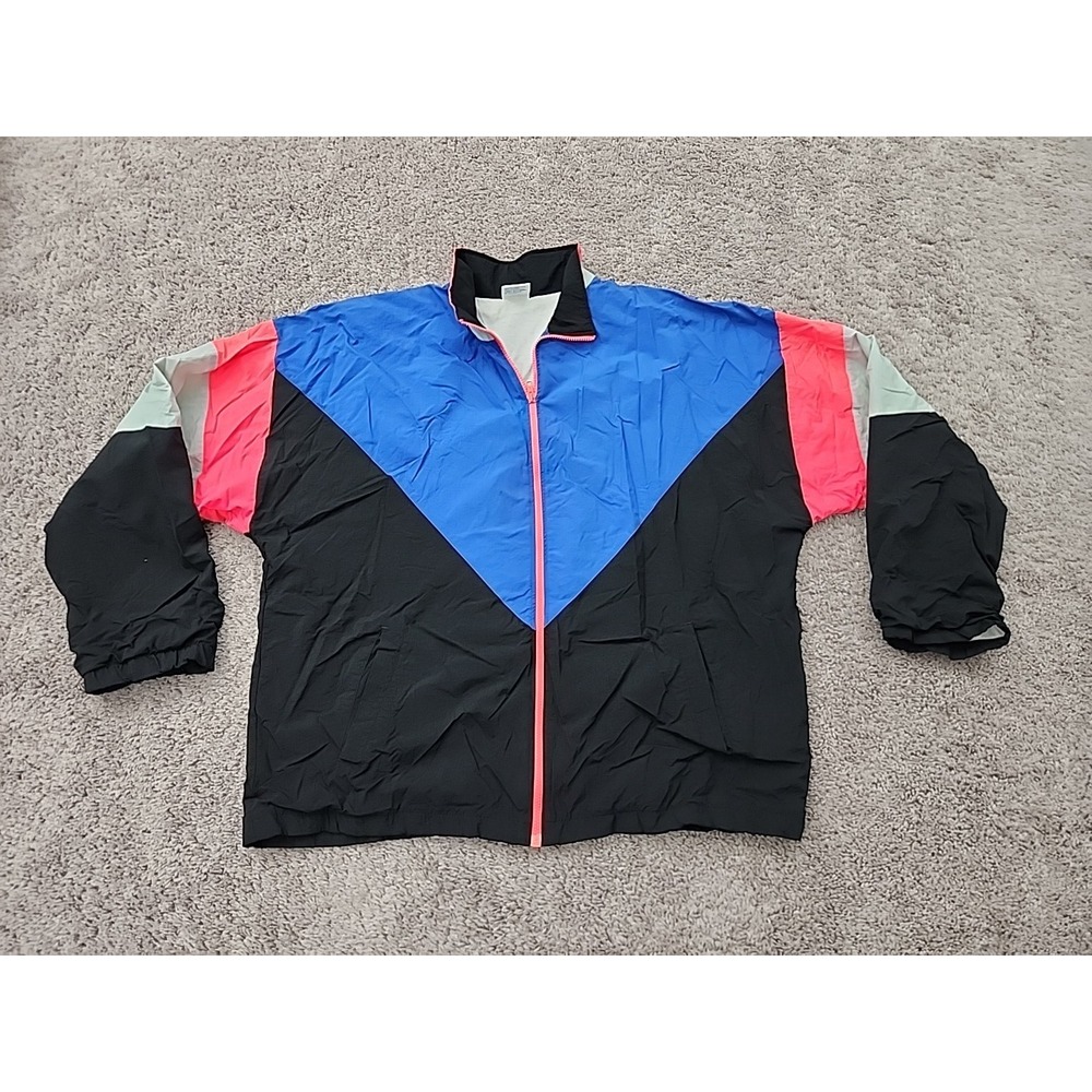 Vintage Mervyns Cheetah Windbreaker Jacket Mens XL Colorblock FullZip Sportswear
